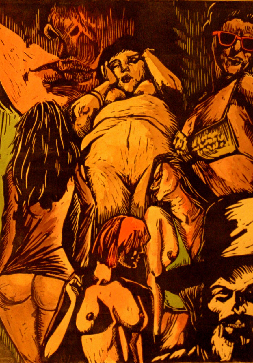 L´homme qui rêve. Linograbado